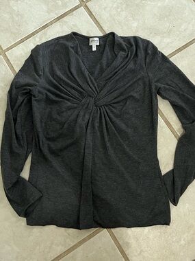 Armani Collezioni Charcoal Twist-Front Long Sleeve Top size 6